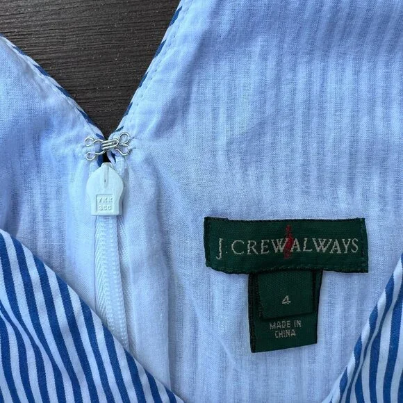 J. CREW Ruffle Sleeveless Tank Top. Blue Stripe, Ruffle Hem, Nautical Size 4 - Picture 3 of 11